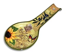 IPXOZO Bella Vita Ceramic Spoon Rest - Italian Sunflower Utensil Holder for S...