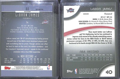 2006-07 and 2007-08 Topps Finest Refractor Lot #22 and #40 2006-07 and 2007-08 Topps Finest Refractor Lot #22 and #40
