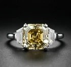 4.50Ct Yellow Asscher Cut Lab-Created Attractive Engagement Ring 14K W/Gold Fn