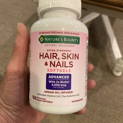 Nature's Bounty Hair Skin & Nails 150 Softgels W/ 2x Biotin 5000 mcg EXP 10/2025
