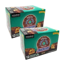 The Original Donut Shop Coffee SNICKERS Flavor Keurig 12 K-Cup Pods (2 Boxes)