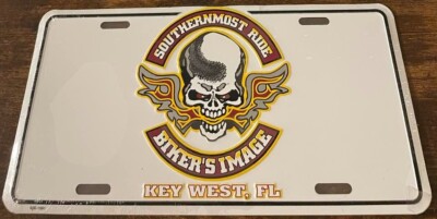 Biker's Image Key West Florida Booster License Plate Motorcycle Club 12'' x 6''