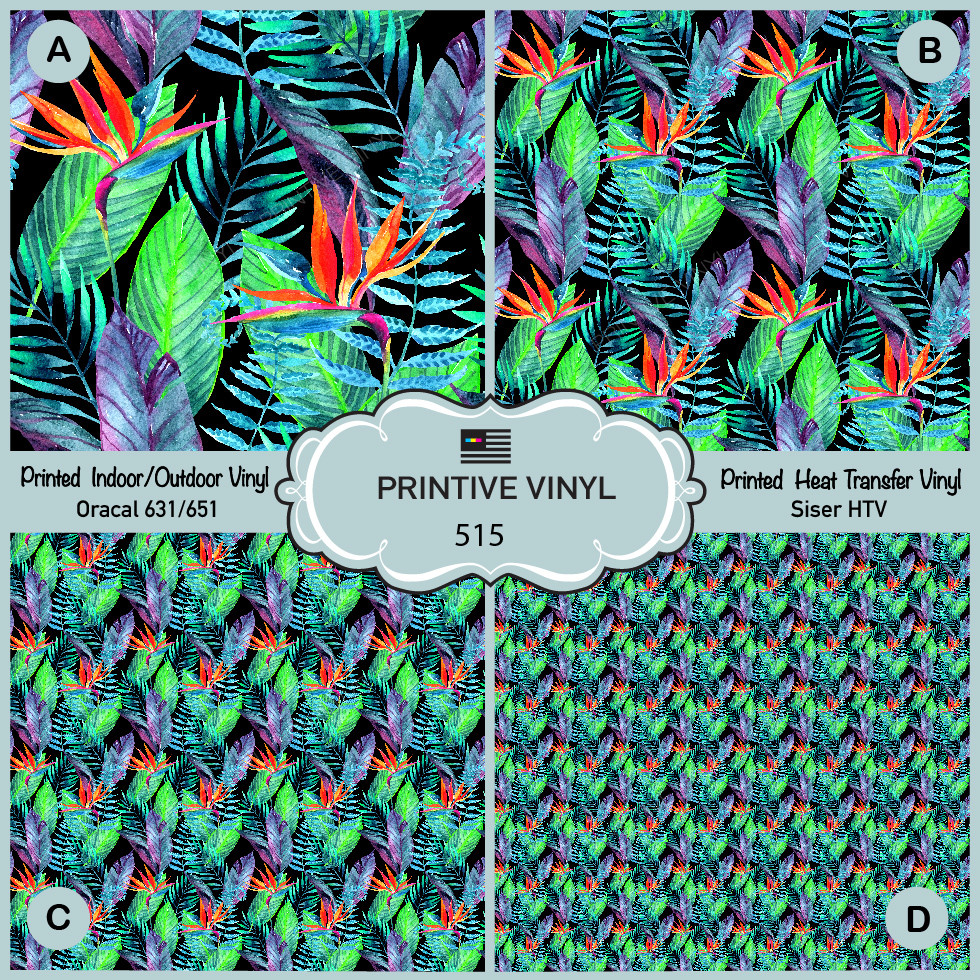 Watercolor Tropical Leaves Patterned Iron on Printed HTV, Siser, Craft vinyl 515