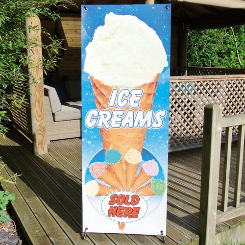 ICE CREAMS SOLD HERE MIXED BANNER DISPLAY SYSTEM Free Standing
