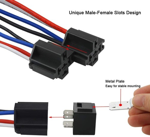 1-5Pack Automotive Relay 5 Pin With Harness Socket Set DC 12V 30/40 Amp SPDT - Picture 30 of 34
