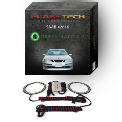 Green Angel Eye LED Headlight Halo kit for 2003-2007 Saab 9/3/2016 Headlights