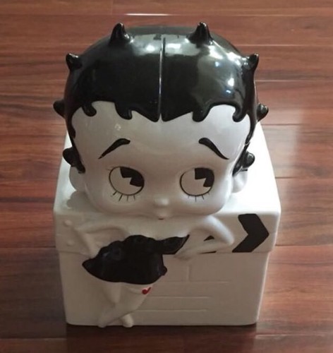 rare vintage collectible betty boop black & white cookie jar kin