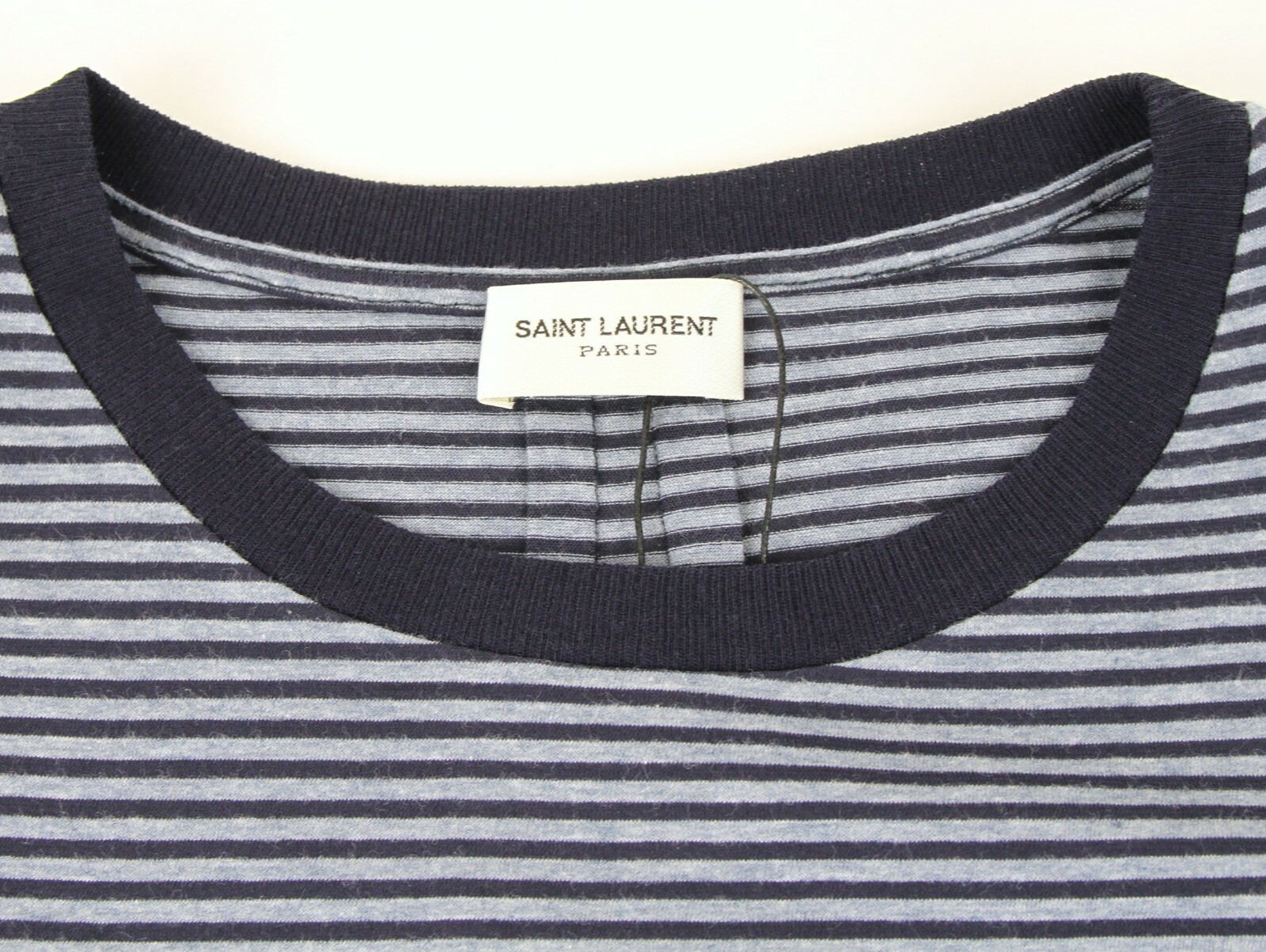 Maglietta a righe Saint Laurent da uomo blu cotone a righe 454134 4260 $4