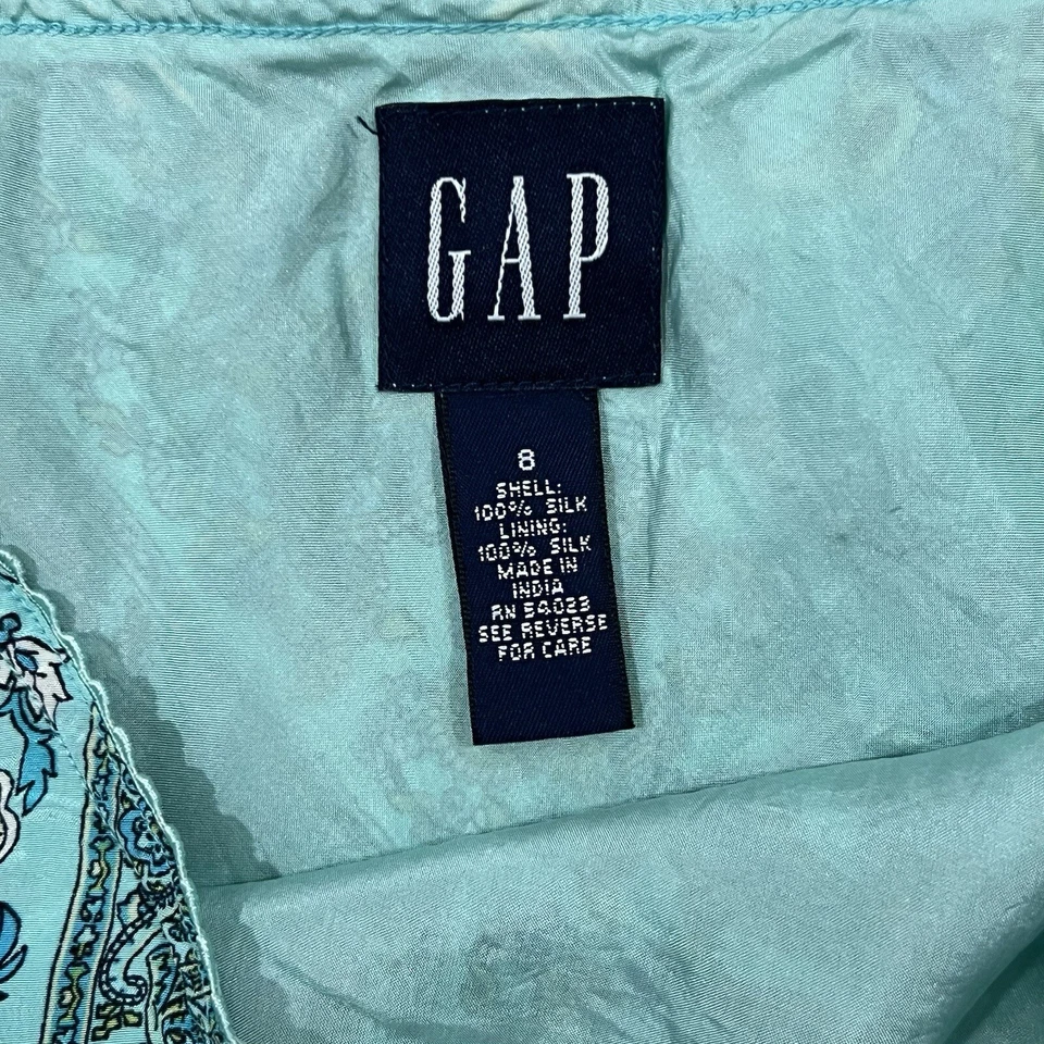 Falda de seda vintage Y2K Gap cachemira midi talla 8 azul cintura elástica Phoebe Buffay Foto 4 de 4