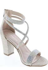 TOP MODA~Dressy Gold Sparkle HIGH HEEL~SZ 8 Shoes Style ROSA-66 Formal EUC