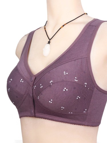 Women's Elderly Underwear Front Closure Wire Free Brassiere Vest Push-Up Bra // - Picture 16 of 25