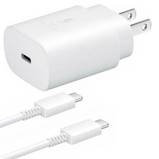 iPhone 15  Samsung Super Fast 25W USB-C Wall Charger - White