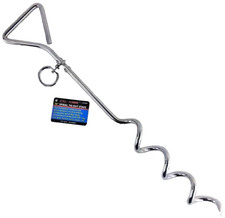 18"XXL Dog Spiral Tie-Out Heavy Duty Ground Anchor Screw Spike Swivel Ring Stake