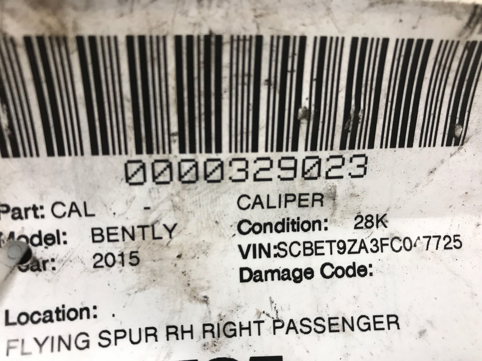 2013 - 2019 BENTLEY FLYING SPUR RIGHT REAR BRAKE CALIPER W/ BREAK ACTUATOR OEM