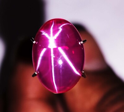 6 Rays NATURAL Red Star Ruby  8 Ct Oval Cabochon CERTIFIED Loose Gemstone