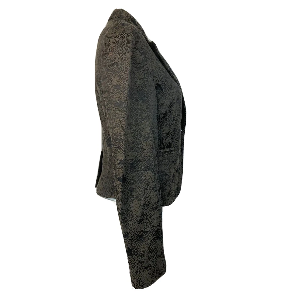 Chaqueta Blazer Express Studio Design Mujer Talla 6 Marrón Negro Estampado Serpiente Algodón Foto 4 de 4