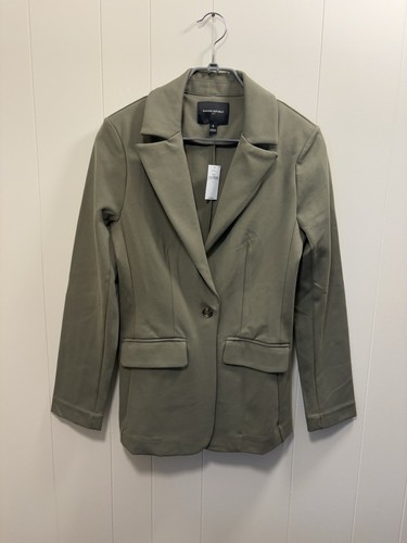 NWT Banana Republic Factory Womens Olive Green Long Lean Ponte Blazer Small
