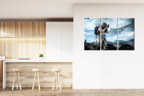3-teilig 120x80cm Lein-Wand-Bild: Star Wars Stormtrooper vor Sternenzerstörer - Bild 4 von 5