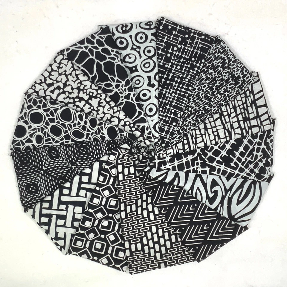 PACK LIBRA PLUS 1398 100% Algodón Batiks y Pintura a Mano Tela Chatarra Blanco y Negro Foto 2 de 3