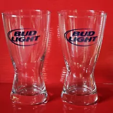 Lot of 2 Bud Light Pub Tavern Style Beer Glasses 10oz 6" Tall
