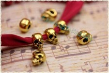 15pz separatore/distanziatore teschio color ORO foro 4mm ,bracciale fettuccia
