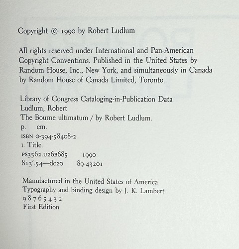 1986 Bourne Supremacy 1990 Bourne Ultimatum Robert Ludlum 1st / 1st HC DJ Ex Inc - Picture 12 of 12