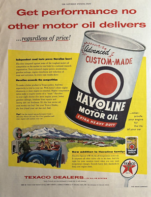 1955 Havoline Motor Oil Texaco Extra Heavy Duty Performance Vintage Print Ad