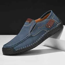 Handmade Leather Men's Shoes Casual Comfortable Slip on Loafers Moccasins Shoes