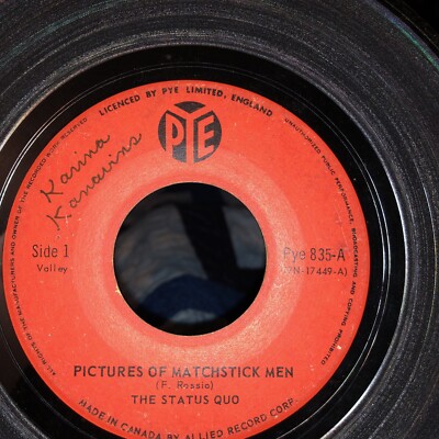 The Status Quo Gentlemen Joe's Sidewalk Cafe/Pictures of Matchstick Men 45 RPM