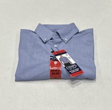 Chaps Men's Regular Fit Button-Down Dress Shirt, Dark Blue, M 15-15.5, 34/35 