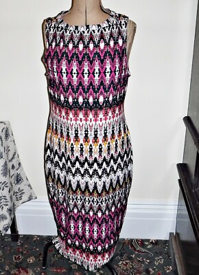 COOLES TOP SHOP 12 STRETCH HALBHOHES KLEID ÄRMELLOS MULTI AZTEKENMUSTER VIELSEITIG