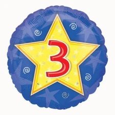 3rd birthday 18" Blue foil balloon #16008 - b25