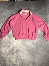 PINK Victoria's Secret Cropped Quarter-Zip Fleece Sweatshirt Pink Size XS