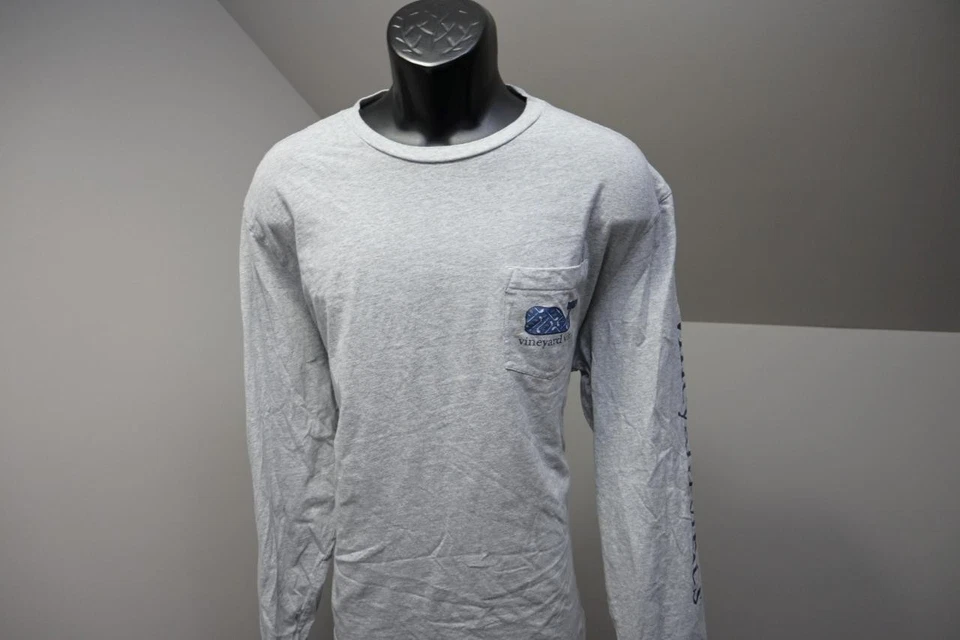 Camiseta Vineyard Vines Whale Gris Hockey Manga Larga Para Hombre Talla XL Foto 3 de 4
