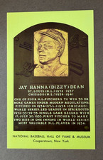 JAY HANNA DIZZY DEAN ~ Yellow Baseball HOF Plaque Postcard ~ St. Louis, Chicago