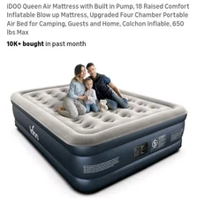 idoo.QUEEN.. Air Mattress 80x60x18" Inflatable Mattress Airbed w/ Built-in Pump 