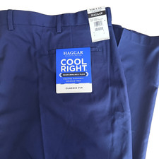 NEW Haggar Cool Right Performance Pants Midnight Blue Classic Fit Mens 52x34 80