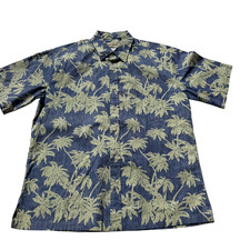 Vintage Cooke Street Aloha Hawaiian Shirt Men's M Blue Floral USA Made