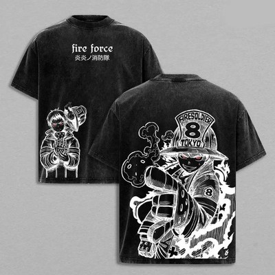 Shinra Kusakabe Fire Force Vintage Graphic Tee Dark Anime Streetwear T-Shirt