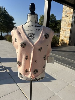 Vintage 90s Susan Bristol Hand-Embroidered Holiday Sweater Vest   (NWT)