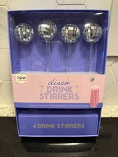 Disco Ball Drink Stirrers 4 Piece Set Disco Party Fun Cocktail Stirrers NEW