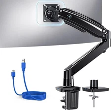 Single Monitor Arm for 40" Ultrawide Screen Adjustable Stand w/ USB VESA Mount