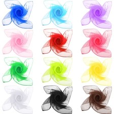 12 Pcs 50s Retro Chiffon Sheer Square Neck Head Scarf for Women