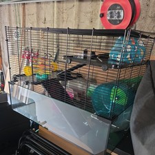 3 Tier Hamster Cage w/ Deep Glass Bottom, 79Lx49Wx56Hcm