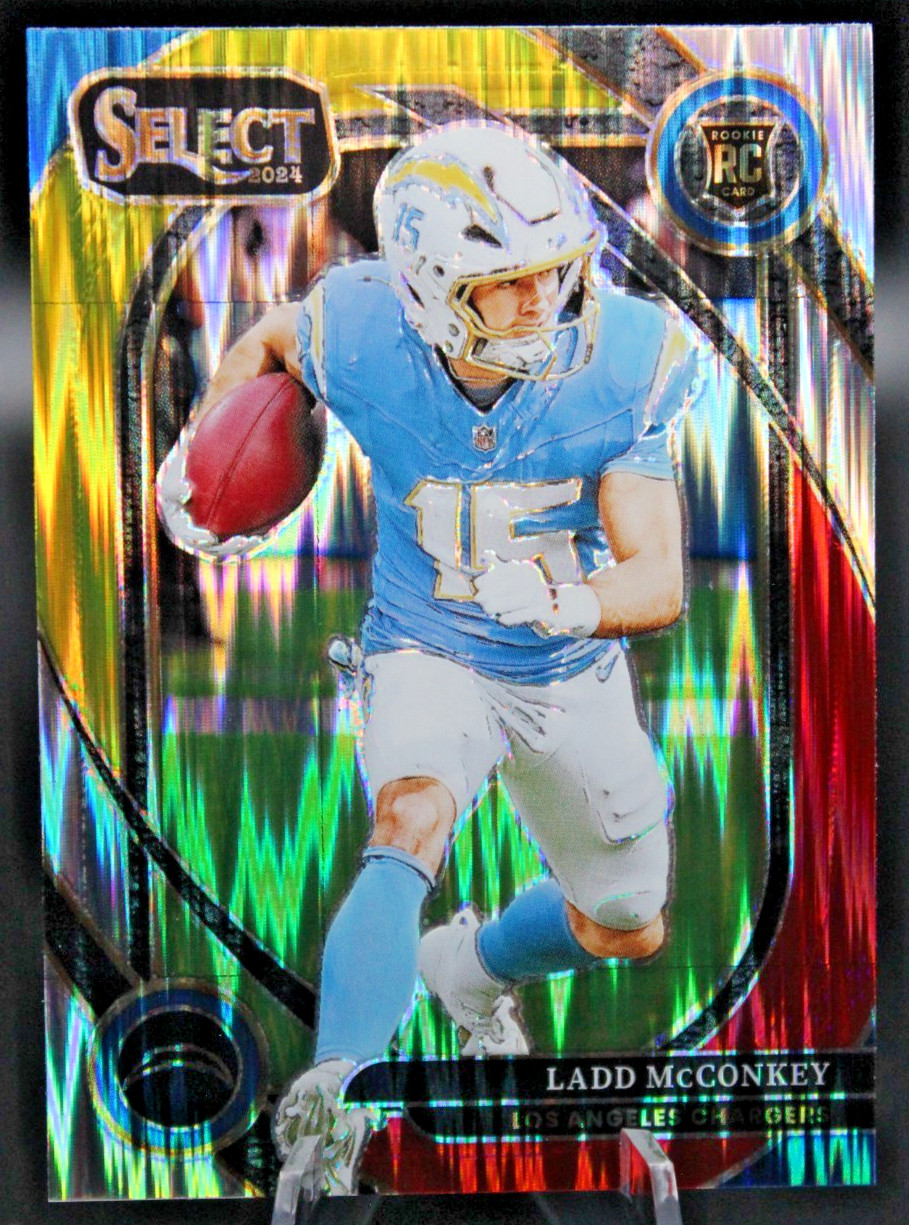 2024 Panini Select - Club Level Ladd McConkey #268 Red & Yellow Shock Prizm (RC)