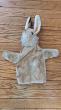 Vintage Rabbit and Bear Hand Puppets Beige Plush Toy with glass eyes