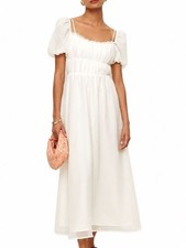Reformation Mayme Ivory Dress Bridal Size 8 Formal Puff Sleeve