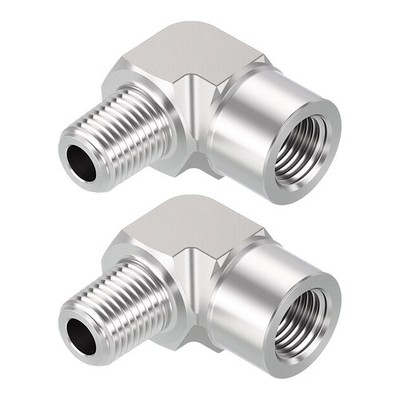 2PCS 304 Pipe Fitting, 1/2'' FNPT x 1/2'' MNPT 90° Barstock Street Elbow Adapter