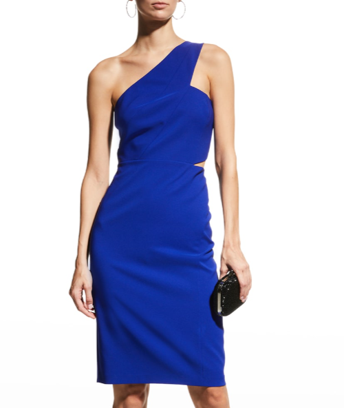 aidan mattox one shoulder cocktail dress Aidan By Aidan Mattox Women's One-Shoulder Cutout Crepe Dress - Sapphire
