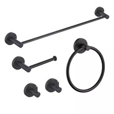 5-Piece Bathroom Hardware Set with Towel/Robe Hook Toilet Paper Holder Towel Rin
